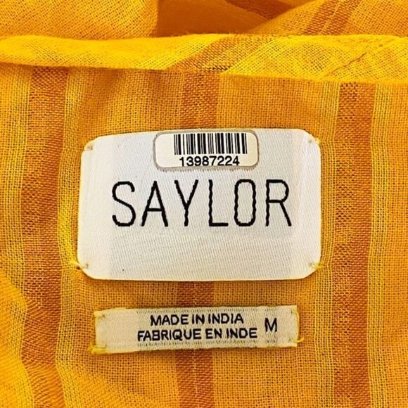 Saylor Yellow Adrianne Ruffle Sleeve Smocked Waist Mini Dress Sz M - Picture 12 of 16